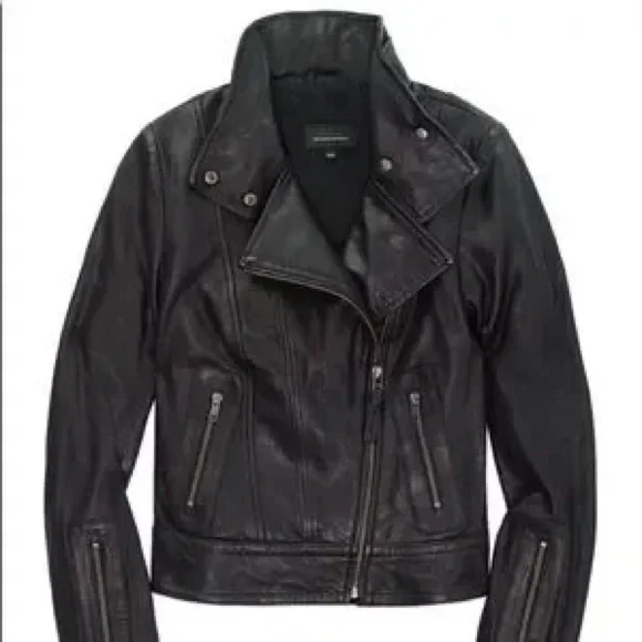 Mackage Kenya, black Leather Biker moto Jacket - Picture 9 of 13